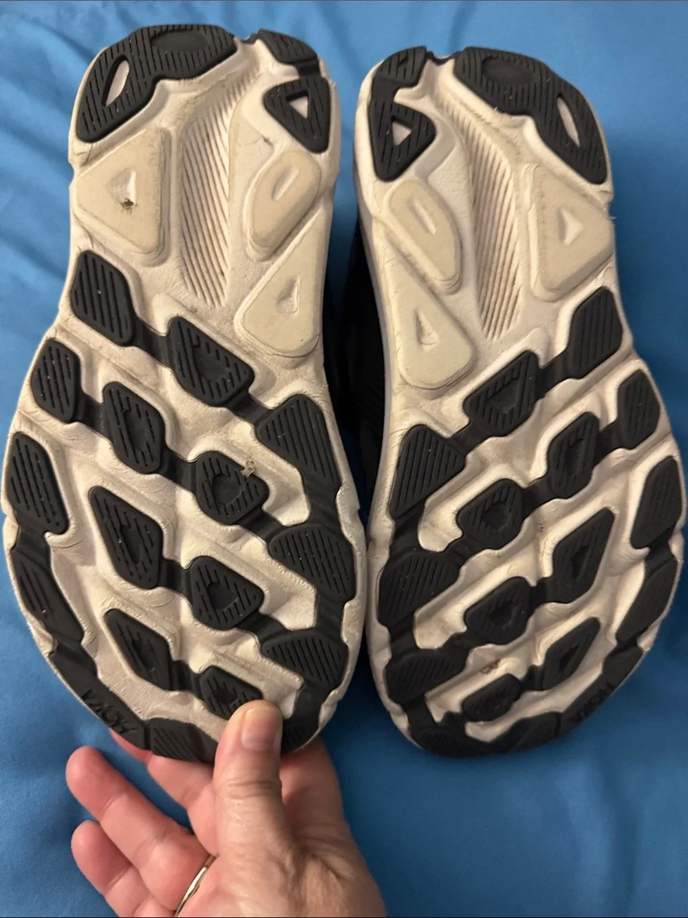 Hoka Clifton 9 Women's Running Shoes - Black and White, SIze 8.5B